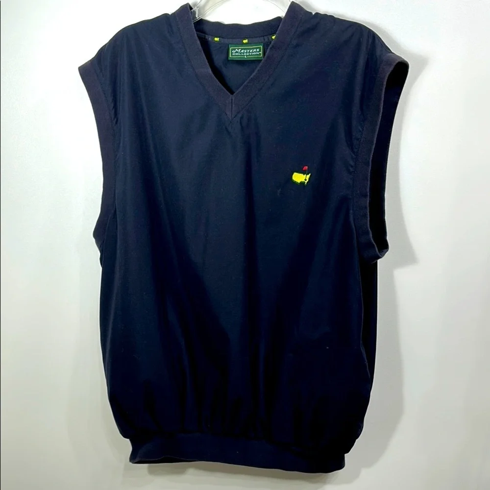 Masters Collection Men’s Navy Blue Windbreaker V-Neck Vest Golf Size Large.